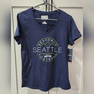 Fanatics Seattle Seahawks Womens Navy V-neck T-Shirt